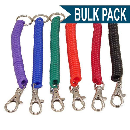 Coil Keychain with Metal Snap - 12 to a Pack Bulk By Color