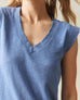 Women's Premium Slub Cap Sleeve V-Neck