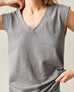 Women's Premium Slub Cap Sleeve V-Neck